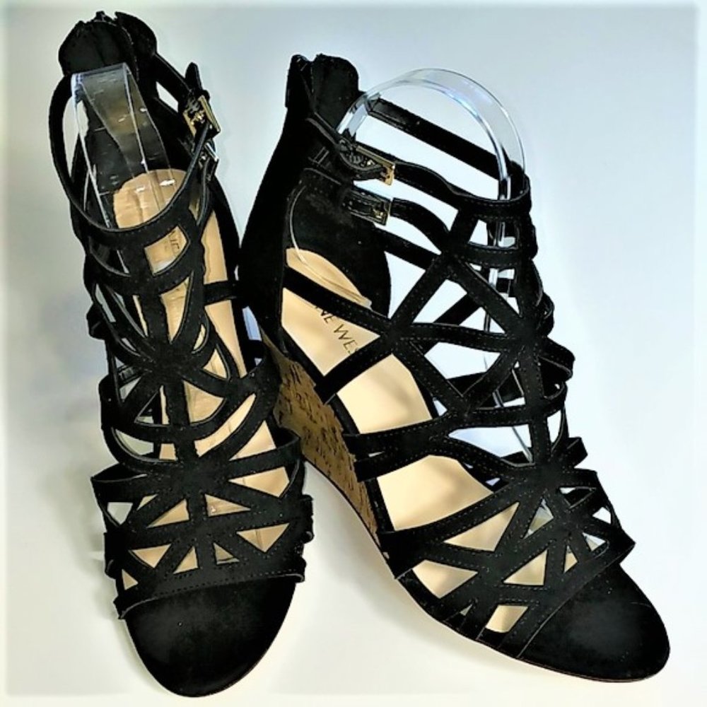 Nine West Canyon Black Cork Wedges